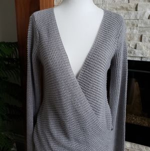 Knitted cross front sweater